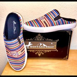 NIB-Montana West Striped Serape Mules